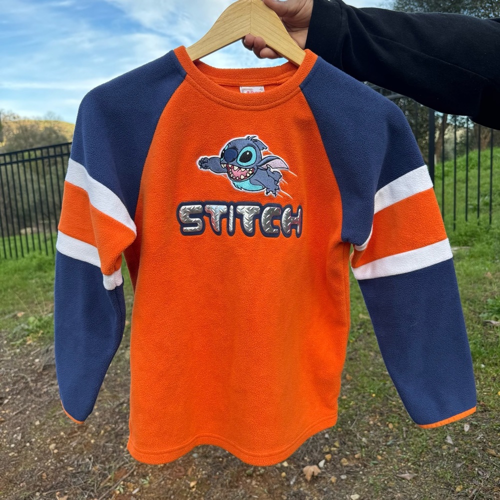 Vintage Y2K Kids Disney Lilo & Stitch Raglan Sweatshirt Size Medium 8/10